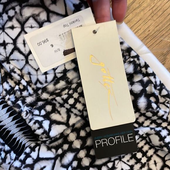 GOTTEX PROFILE BLACK. WHITE, GREY TANKINI HALTER TOP.  NEW - Picture 3 of 7